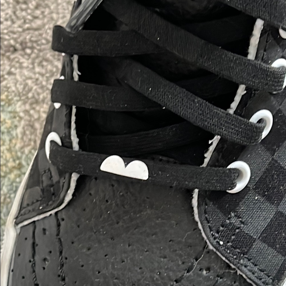 🖤NEW CUSTOM—Vans Sk-8 Camo/Leather Hi-Top Sneakers Checkered Detail—(Size 7)🖤 - Picture 3 of 9